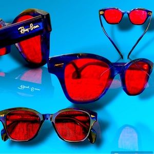Ray Ban blue tortoise +2.5 pink progressive lens reader sunglasses